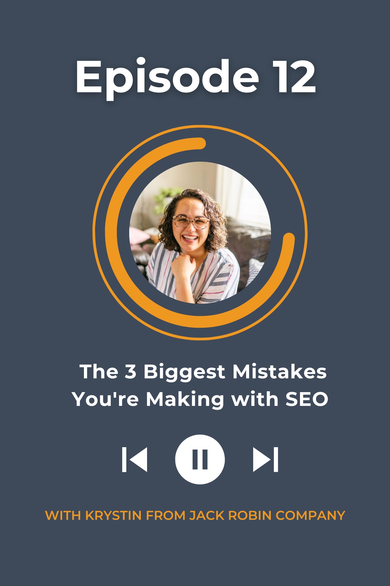 A graphic for a Christian women's business podcast with a dark blue background and a yellow circle with the image of a woman smiling and the words, the 3 biggest mistakes you're making with CEO.