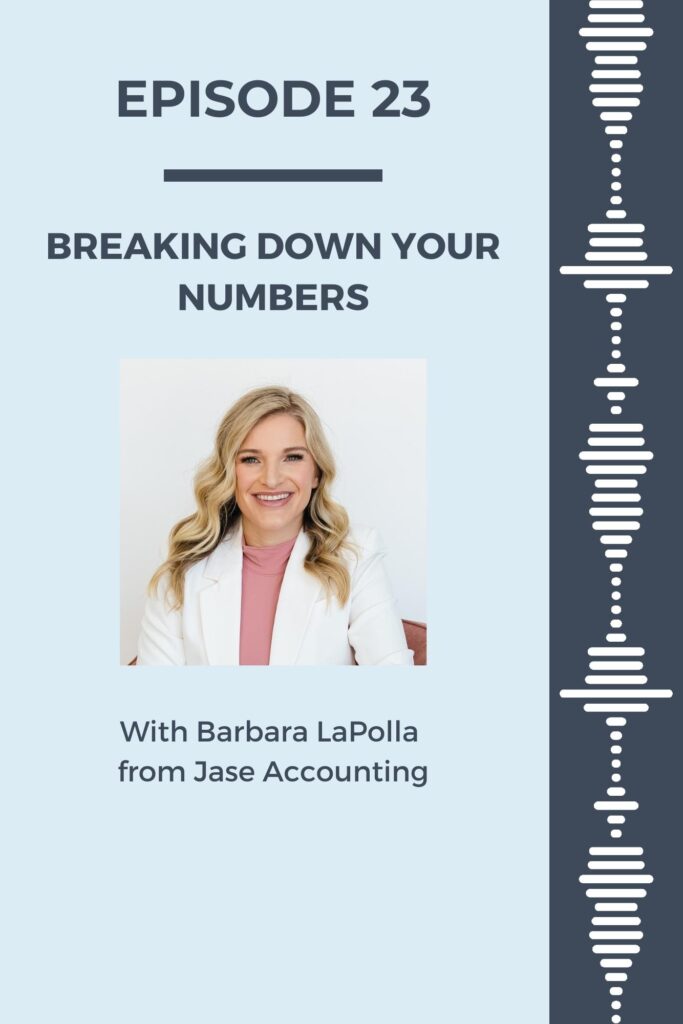 A podcast cover for a christian womens podcast about how to break down your numbers and accounting with a guest podcaster