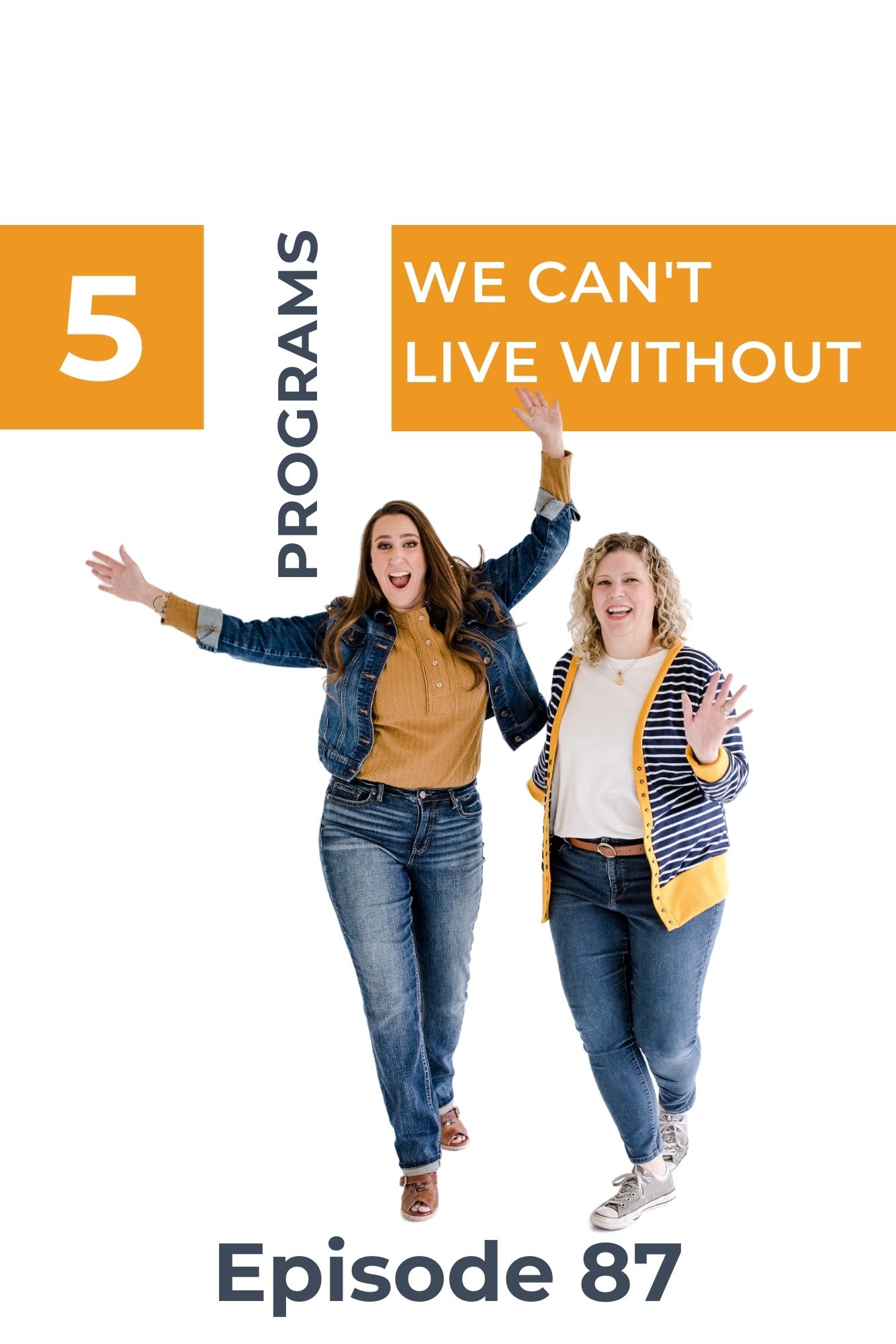 Two Christian women business owners dancing around and talking about 5 programs they can't live without in their business for their Christian business podcast for women.